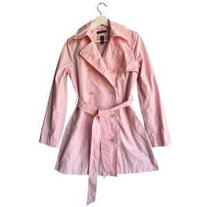 Lauren Ralph Lauren Pink Double Breasted Belted Trench Coat Jacket Womens Small
